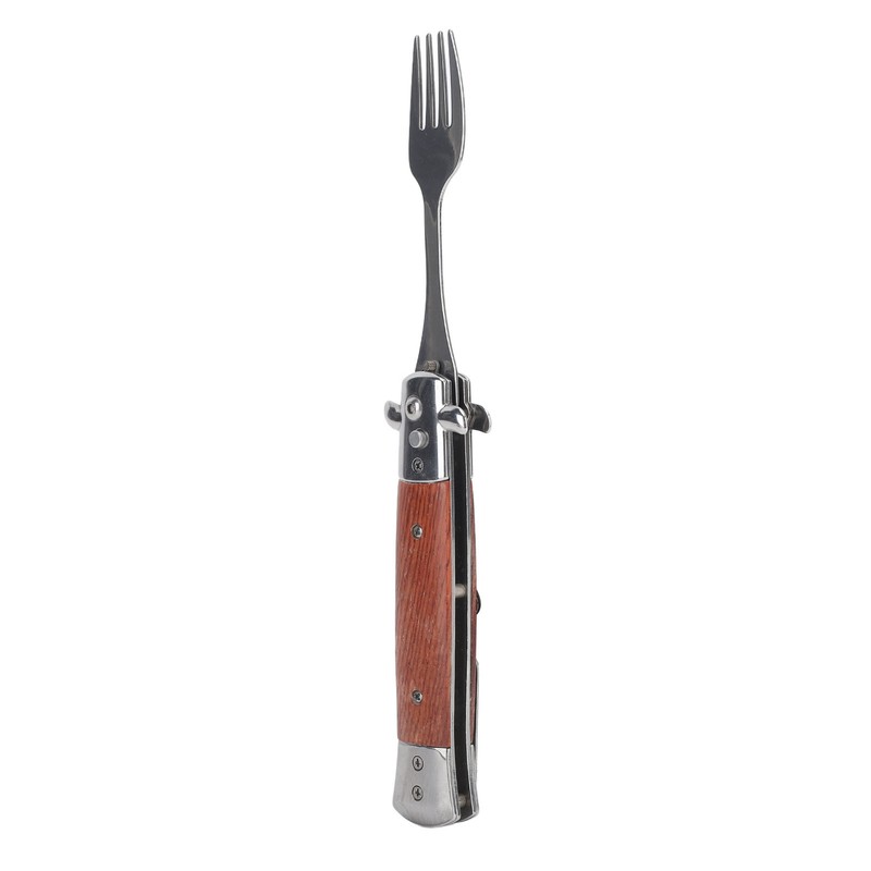 Spring Fork Rosewood Handle Stainless Steel Foldable Spring Fork for