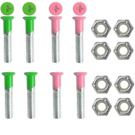 Dimebag Hardware Skateboard Mounting Nuts and Bolts 1" Phillips - Skateboard Truck Hardware - Lots of Colors (Watermelon)