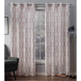 Exclusive Home Curtains Kochi Linen Blend Light Filtering Grommet Top Curtain Panel Pair, 54x84, Blush