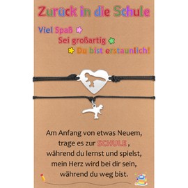 YELUWA 2/3/4/5/6 Back to School Bracelet, Gift for Mum and Me, Mother Son Dinosaur Bracelets for Mother and Son, First Day of School Gifts for Mother, Father, Son, Boys, Daughter, Girls, Stainless