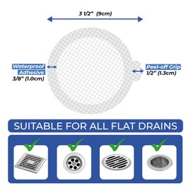 Disposable Hair Catcher Shower Drain Mesh Stickers, 35 Pack