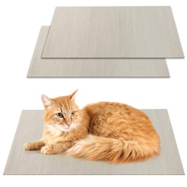 Cat Scratch Pads Mat Carpet Protector,Easy-Cut Pets Scratch Carpet for Floor Doorway Porch,DIY Floor Mat Prevent Carpets from Scratching or Wearing,6.56ft Cat Pad with Free Sticker (White, 40*15.8IN)