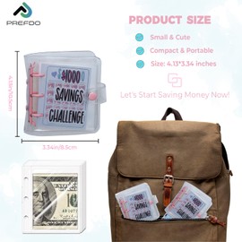 Prefdo Mini Budget Binder with Cash Envelopes - Easy and Fun Way to Save $1000 - Cash Envelope Binder for Offices, Home, School (Pink)