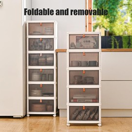 Coziena 4 Tier Stackable Closet Organizers and Storage，Storage Bins with lids，Closet Organizer，Pantry Organizers and Storage，Storage Cabinet