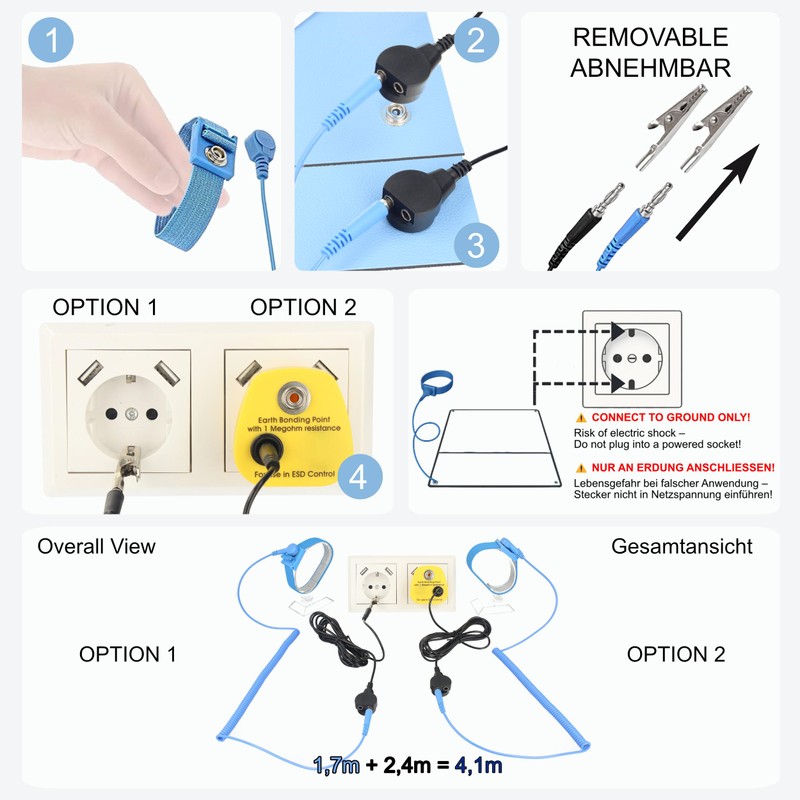 Minadax® 120 x 60 cm Antistatic Mat Set ESD Cuff
