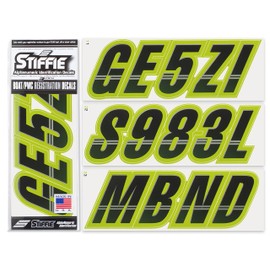STIFFIE Techtron Black/Jade 3" DOT Decal Kit Registration Numbers Vinyl Lettering Semi Truck Tractor Trailer Decals