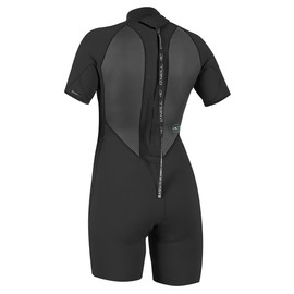 O'Neill Women's Reactor-2 2mm Back Zip Short Sleeve Spring Wetsuit, Black/Black, 12