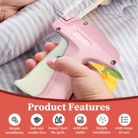 SEVENPARK Stitchy Quick Clothing Fixer，Quick Stitch Gun for Clothes with 1000 Mini Micro Fasteners & 100PCS Bear Buckles& 5 Needles (Pink)