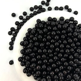 CrzBeadss 4000pcs Pearls Beads with Hole, 3mm Pearls for Jewelry Making, Black Loose Spacer High Shiny Round Pearls Beads for Bracelets, Necklaces, Hairs, Crafts, Decoration and Vase Filler