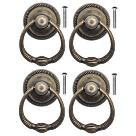 Fuxxer® 4 x Antique Drawer Handles Ring Eyelets Iron Handles Brass Bronze Design 37 mm