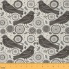 Bird Upholstery Fabric by The Yard, Retro Style Flower Circle