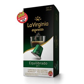 La Virginia Espresso Equilibrado N° 7 Café Tostado Molido en Cápsulas Espresso Coffee Capsules, 5.2 g / 0.18 oz each (box of 10)