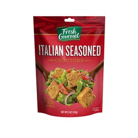 Fresh Gourmet Premium Croutons | Italian Seasoned | 5 Ounce, Pack of 6 | Crunchy Salad Topper