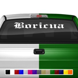 Sticky Creations Boricua Decal Sticker Windshield Window Vinyl Graphic Banner Rear Back Car Truck SUV Vehicle 36"x4.25"+ (Font-Etch Old English Bold)