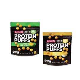 Elevation Keto Friendly Protein Puffs Nacho Cheese & Jalapeno Cheddar 2.1oz 60g (Two Bags)