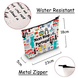 JXGZSO Portugal Travel Gift Next Stop Portugal Cosmetic Zipper Bag Portugal Travel Pouch Portugal Vacation Makeup Bag, Next Stop Portugal