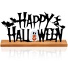 Metal Happy Halloween Sign Halloween Table Decor with Wooden Base