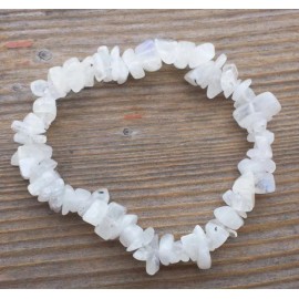 NATURAL RAINBOW MOONSTONE STONE GEMSTONE STRETCHY CHIP BRACELET