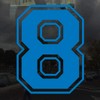 Applicable Pun Varsity Number 8 - Vinyl Decal - Sky