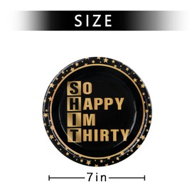 Pandecor - 50 platos de papel desechables So Happy Im Treinta, platos de postre para tartas de 7 pulgadas para hombres y mujeres, divertidos para fiestas de cumpleaños de 30 años