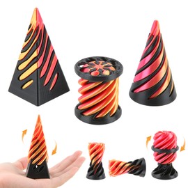 Spiral Cone Fidget Toy 3D Printed Impossible Pyramid Passthrough Sculpture (3PCS): Mini Creative Design for Anxiety Relief - Suitable for Desktop Display, Pocket Carry - Great Gift for Kids and Adults