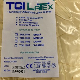 TGI Techiglove Disposable Industrial Latex 100 Gloves Large powder free 5ml