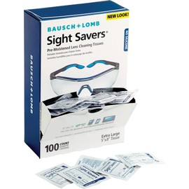 Bausch + Lomb Sight SaversLens Cleaning Wipes, Pre-Moistened Tissues, Anti-Fog, Anti-Static, Anti-Streaking, Cleans Glass and Plastic, 100 Count (Pack of 1)