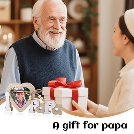Christmas Gifts for Grandpa Picture Frame Gift for Papa Birthday Gifts from Granddaughter Grandson Grandfather Heart I Love Papa Picture Frame 3.5 * 3.5 Inch Photo Gift Ideas