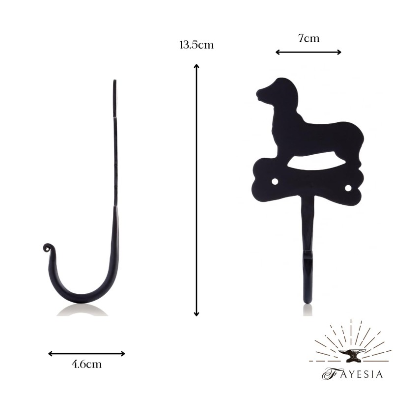 Fayesia Wrought Iron Wall Hooks - Blacksmith Handcrafted Set of