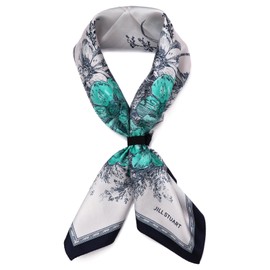 Jill Stuart 50109009 Scarf, Old Flower, Silk Square Petite Scarf, Women's Scarf, Sun Protection, Navy (D)