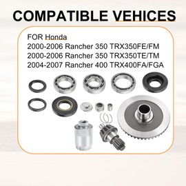 Rear Differential Ring Pinion Gear Bearing Seal Kit & Nut Tool for Honda Rancher 350 400 TRX350 FE FM TE TM TRX400 FA FGA 2000-2007