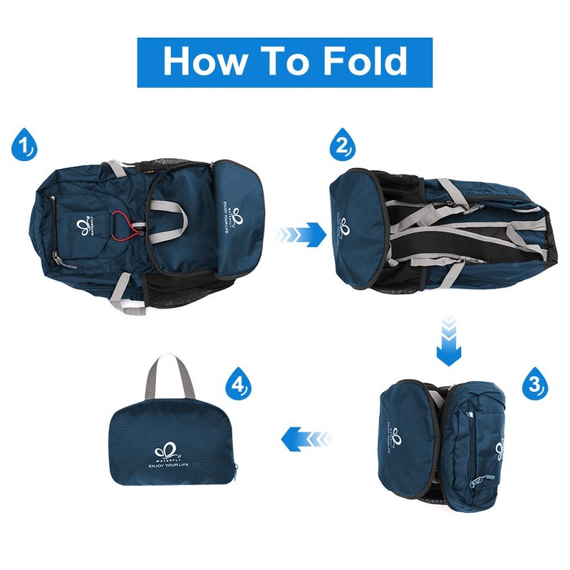 WATERFLY Foldable Travel Backpack Lightweight 20L Hiking Daypack for Outdoor