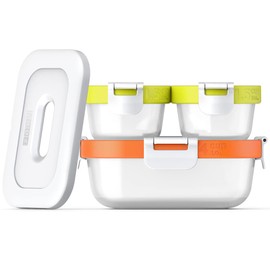 Zoku Neat Stack Juego de 7 piezas de almacenamiento de alimentos, contenedores de anidación codificados por colores con innovador paquete de congelador y tapas a prueba de fugas, apto para microondas, congelador y lavaplatos