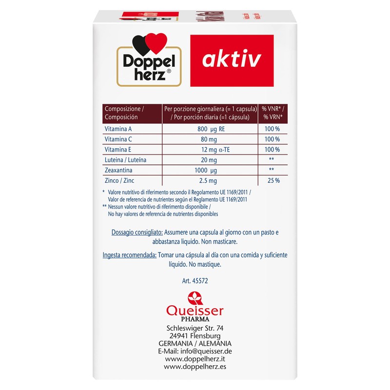 Doppelherz aktiv Visio Vital, Integratore Alimentare Vista, 90 Capsule