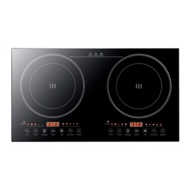 Double Induction Cooker, 1200W 2 Burner Induction Cooker Cooktop, Electromagnetic Oven High Temperature Resistance Double Burner Countertop Cooktop 8 Gear Firepower Dual Induction Hot Plate