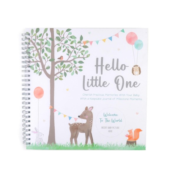 Baby Keepsake Journal - Hello Little One Milestone Memory Book Photo Record Album Toddler Newborn Shower Christening Gift Diary Memories Boy Girl Moments