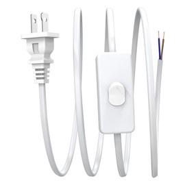 Replace Power Cord for Lamps with Switch Plug DIY Repair Lamp Extension Cord for Light Project, Household Lamps, Christmas House Lamps and More Lamps-5.9FT (White)