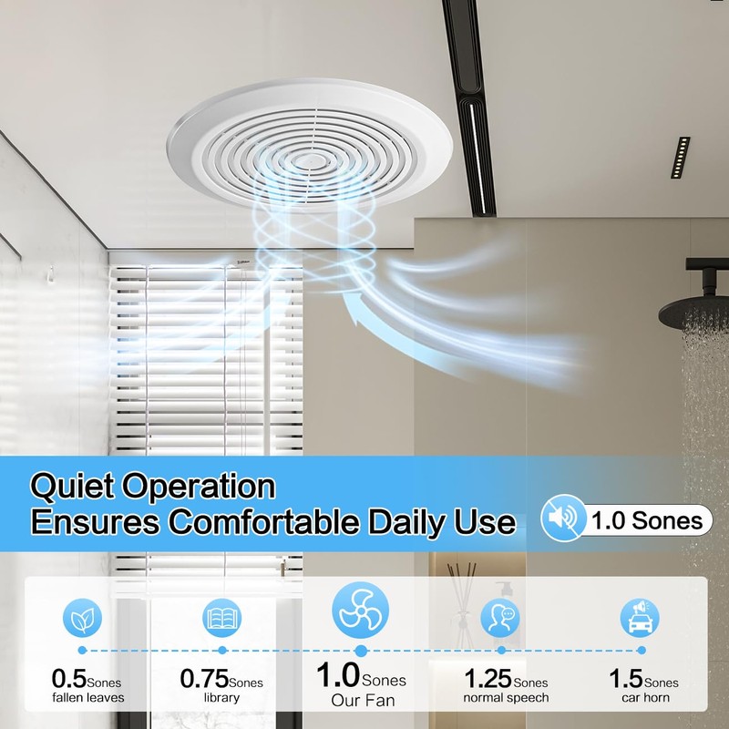 V2262-50 7 Inch Bathroom Exhaust Fan, 50 CFM Quiet Ceiling
