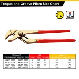 WEDO Groove Joint Pliers,Tongue-and-Groove Pliers,Non-sparking Slip-Joint Pliers,Spark-free Safety Slip Joint Pliers,Aluminum Bronze,10",250mm,Max jaw opening 45mm,DIN Standard, BAM & FM Certificate