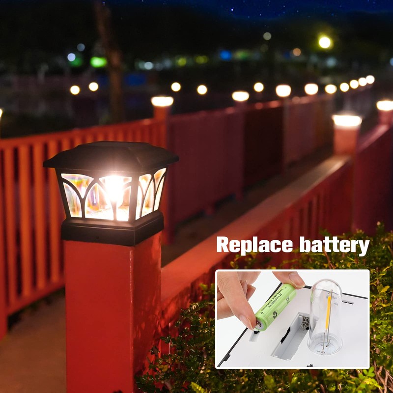 VOLISUN Solar Post Cap Lights Outdoor 8Pack, with Edison LED