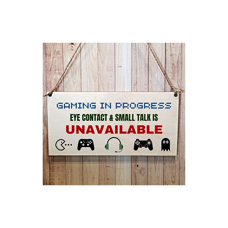 Second Ave Funny Gaming In Progress Wooden Hanging Gift Rectangle