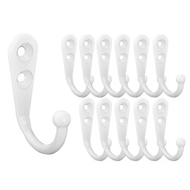 Alele 12Pcs Wall Mounted Coat Hooks,Single Prong Robe Hook for Hanging,White-Painted (White Single Rebo Hook 12p)