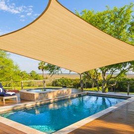 Shade Sails Sand, Curved Outdoor Patio Shade Canopy 3X3M Breathable Canopy 95% UV Block Breathable Canopy for Outdoor Patio Garden Backyard
