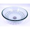 Lorixon 16" Clear Tempered Glass Vessel Sink Unique Square Pattern