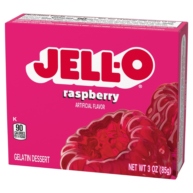 Jell-O Raspberry Gelatin Dessert Mix, 3 oz Box (Pack of