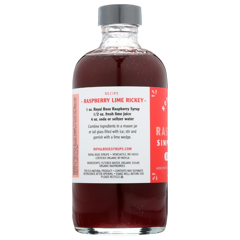 ROYAL ROSE Organic Raspberry Simple Syrup, 8 FZ