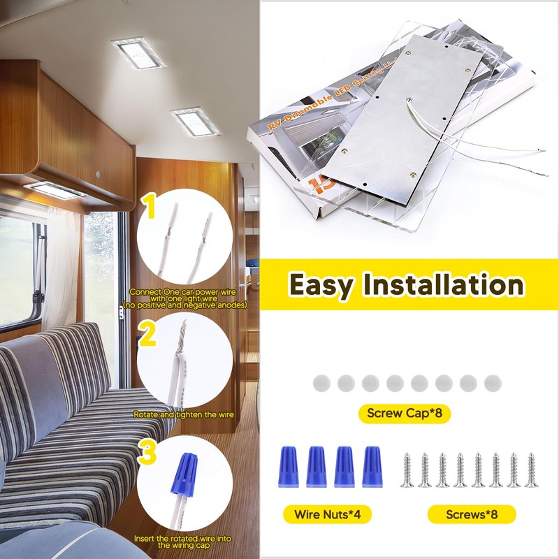 ShinePick 2 Pack 1800LM RV Interior Lights,15W DC12-30V Led RV