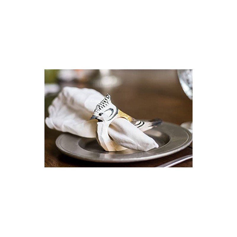 Wildlife Garden WG580 Napkin Ring Crested Tit - Hand Carved