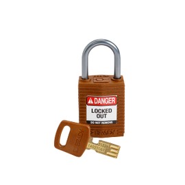 Brady (CPT-BRN-25AL-KD) SafeKey Nylon Lockout Padlock - Compact with Aluminium Shackle 25.00 mm Brown KD - Different Locking Locks Pack of 1
