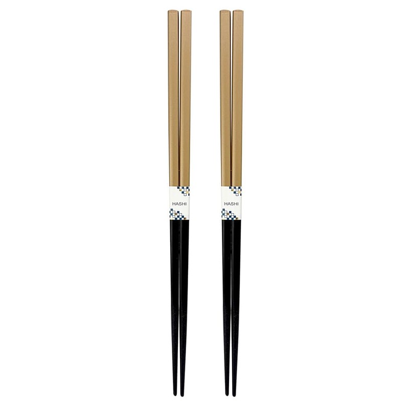 118 Couples Chopsticks, Dishwasher Safe, Gold Design Paulownia Box and